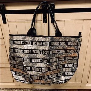NWT Victoria’s Secret black w/ sequins weekend bag